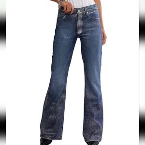 Free People We The Free West Coast Relaxed Metallic Low Rise Flare